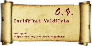 Oszlányi Valéria névjegykártya