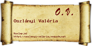 Oszlányi Valéria névjegykártya